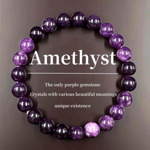 Amethyst Crystal Bracelet, Handcrafted Purple Gemstone Jewelry, Unisex Spiritual Healing Bracelet, Daily Wear Gift for Friends and Family