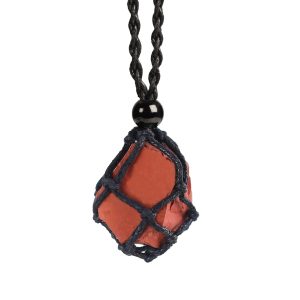 Anjiucc Natural Gemstone Crystal Pendant Necklace Stone Holder Necklace Cord Hand-Woven Necklace with Adjustable Length for Women Men