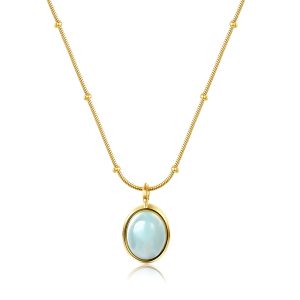 Aquamarine Gemstone Pendant Necklace,Natural Crystal Healing Stone of Courage,Throat Chakra & Communication Aid,Gift Jewelry for Men Women
