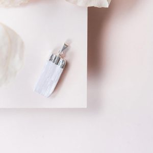 Ayana Crystals Handcrafted Selenite Pendant - Authentic Crystal Healing Stone, White Necklace for Emotional & Spiritual Wellness, Chakra Balancing, Zodiac Taurus Birthstone,...