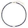 Beaded Necklace for Women, Colorful Gemstone Pearl Choker Necklace 14K Gold Natural Stone Handmade Jewelry