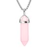 BEADNOVA Crystal Necklaces for Women Crystal Pendant Gemstone Necklace for Spiritual Energy Healing Hexagonal Pendant Divination for Men (18 Inches Stainless Chain)