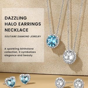 Bestyle Sparkling 925 Sterling Silver Birthstone Necklaces for Women, Created Heart/Round/Teardrop/Square Crystal Solitaire Pendant Diamond Necklace, Great...