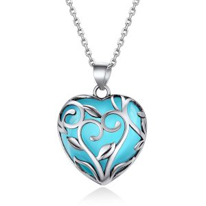 Bestyle Tree of Life Wrapped Healing Crystal Necklaces 12 Month Birthstone Pendant for Women, Crescent/Heart Gemstone Jewelry, Vintage Birthday Gifts/Energy Gift