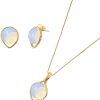 Brazilian Designed Gold Plated Earrings and Necklace with gemstones - Comfy Hypoallergenic Statement Jewelry set for Women 3/4 inch (1,8 cm) made in Brazil