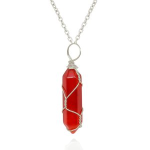 Carnelian Crystal Necklace - Natural Orange Carnelian Gemstone Necklace for Women