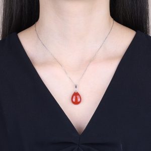 COAI 925 Sterling Silver Teardrop Crystal Necklace for Women, Teardrop Pendant for Women