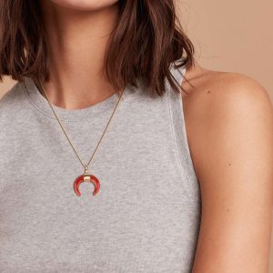 COAI Crescent Moon Necklace for Women, Women's Crystal Necklace