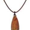 COAI Genuine Leather Necklace, Teardrop Picasso Jasper Crystal Necklace for Men Women