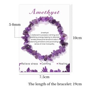 Crystal Bracelet for Women Handmade 8mm Raw Crystal Bracelets Natural Stone Bracelets Semi-Precious Gemstone Bracelets Stretch Healing Bracelet Jewelry Gifts for Women
