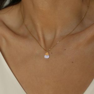 Crystal Necklace for Women, Handmade Gem Necklace 14K Gold Plated Healing Crystals and Stones Spiritual Jewelry Gifts for Women