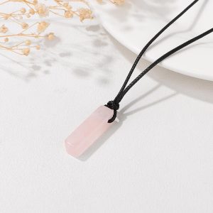 Crystal Necklaces for Women Gemstone Pendant Necklace Adjustable Handmade Black Rope Natural Stone Spiritual Necklace Energy Crystals and Healing Stones Necklace for Men