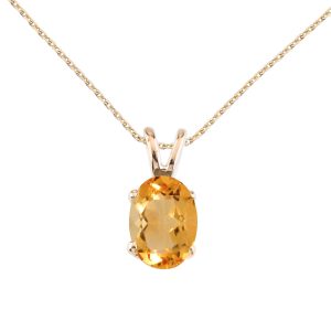 Direct-Jewelry 14k Yellow Gold Oval Large 6x8 mm Citrine Pendant with 18" Chain
