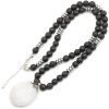 ElisaJewelryArt - Natural Raw Amethyst Crystal Pendant Black Lava Stone Beaded Necklace Genuine Gemstone Feng Shui Stone Clasp Closure Necklace Unisex Necklace