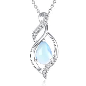 FANCIME Birthstone Necklace for Women Teardrop Necklace S925 Sterling Silver Infinity Love Birthday Gifts for Mom Women Girls, 16"+2" Inches