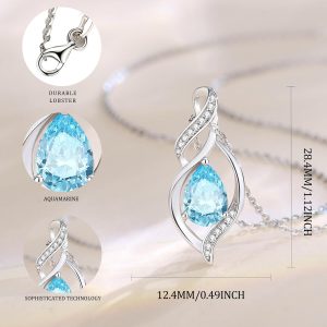 FANCIME Birthstone Necklace for Women Teardrop Necklace S925 Sterling Silver Infinity Love Birthday Gifts for Mom Women Girls, 16"+2" Inches