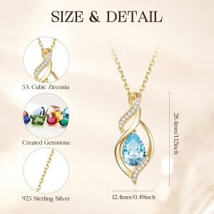 FANCIME Birthstone Necklace for Women Teardrop Necklace S925 Sterling Silver Infinity Love Birthday Gifts for Mom Women Girls, 16"+2" Inches
