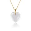 Gemstone Heart Necklace – 30mm Polished Heart Pendant, 16+2 Inch Hypoallergenic Gold Plated Chain – Dainty Healing Crystal Jewelry for Women, Gift for Her