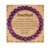 Gnamy Healing Crystal Bracelet for Women, Natural Stone Beaded Healing Crystal Bracelet Triple Protection Stress Relief Beads Jewelry Birthday Gifts Jewelry for Her