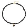 GolbalJew Healing Crystal Beaded Necklace Stone Chips Beads Heart Pendant Choker Necklaces for Women Gemstone Jewelry Gifts