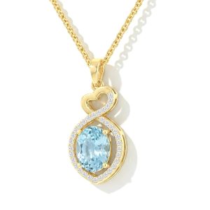 GOODSTONE JEWELS 14K Yellow Gold Love Heart Pendant Necklace for Women | Size 16+2 Inch Cable Chain with Lobster Clasp | Natural Birthstone Jewelry Gift for Her