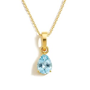 GOODSTONE JEWELS 14K Yellow Gold Teardrop Solitaire Pendant Necklace for Women | Size 16+2 Inch Cable Chain with Lobster Clasp | Natural Birthstone Minimalist Jewelry Gift for Her