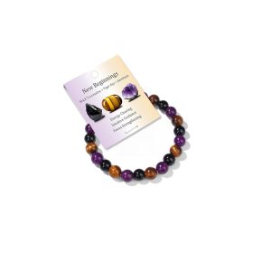 Healing Crystal Triple Protection Bracelet 8mm Crystal Beaded Bracelet for Women Men Natural Stones of Tiger Eye, Hematite, Black Obsidian Handmade Gemstone Reiki Spiritual...