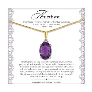 HOPE LOVE SHINE Bonus Daughter Necklace - Stepdaughter Jewelry - Amethyst Pendant - Gift Wrapped + Message Card Packaging