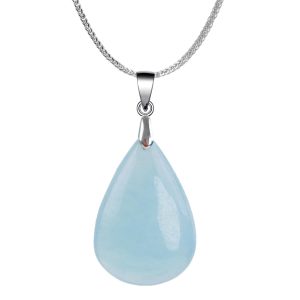 iSTONE 925 Sterling Silver Natural Crytral for Womens Pendant Necklace, Gemstone Birthstone with 17.8" Silver Chain Ladies