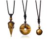 Jovivi 3 Pcs Healing Crystal Stone Necklaces Set for Men Women Natural Amethyst Black Obsidian Tiger Eye Gemstone Hexagonal Bead Donut Necklace Adjustable Rope Quartz Crystal...