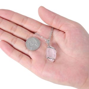 Jovivi Amethyst Rose Quartz Stone Necklace for Women Men, Full Wire Wrapped Natural Gemstone Reiki Healing Crystal Pendant Jewelry