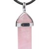 Justinstones Natural Gemstone Hexagonal Pointed Reiki Chakra Pendant Genuine Leather Necklace 18"