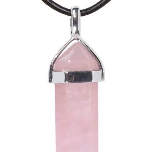 Justinstones Natural Gemstone Hexagonal Pointed Reiki Chakra Pendant Genuine Leather Necklace 18"