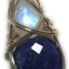 Lapis Lazuli and Moonstone Necklace Pendant | Blue Crystal Necklace | Rainbow Moonstone Jewelry | Charged Crystal for Women | Gift For Her Lapis Egyptian Jewelry LMG2