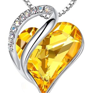 Leafael Mothers Day Gift Necklaces for Women, Infinity Love Birthstone Heart Crystal Pendant, Birthday Anniversary Jewelry for Wife, Mom, and Her, Silver Plated, 18" + 2"...