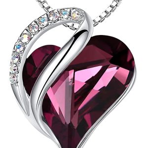 Leafael Mothers Day Gift Necklaces for Women, Infinity Love Birthstone Heart Crystal Pendant, Birthday Anniversary Jewelry for Wife, Mom, and Her, Silver Plated, 18" + 2"...