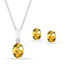 LeCalla 925 Sterling Silver Gemstone Birthstone Pendant and Earrings Jewelry Set for Women with 18 Inch Silver Chain
