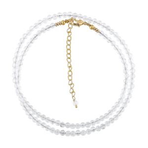 Natural Beads Necklace Adjustable Choker Crystal Handmade Jewelry, 3 To 3.5 mm Beads, Hypoallergenic 18 Inch Gold Plated Gemstone Necklaces For Women