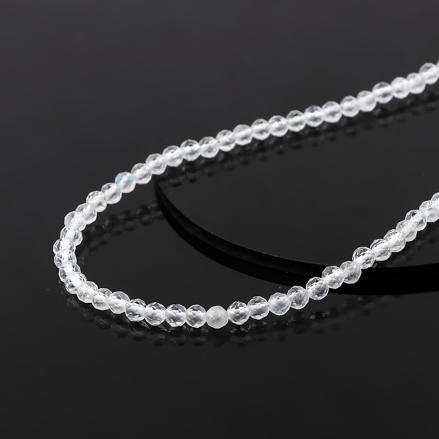 Natural Beads Necklace Adjustable Choker Crystal Handmade Jewelry, 3 To 3.5 mm Beads, Hypoallergenic 18 Inch Gold Plated Gemstone Necklaces For Women