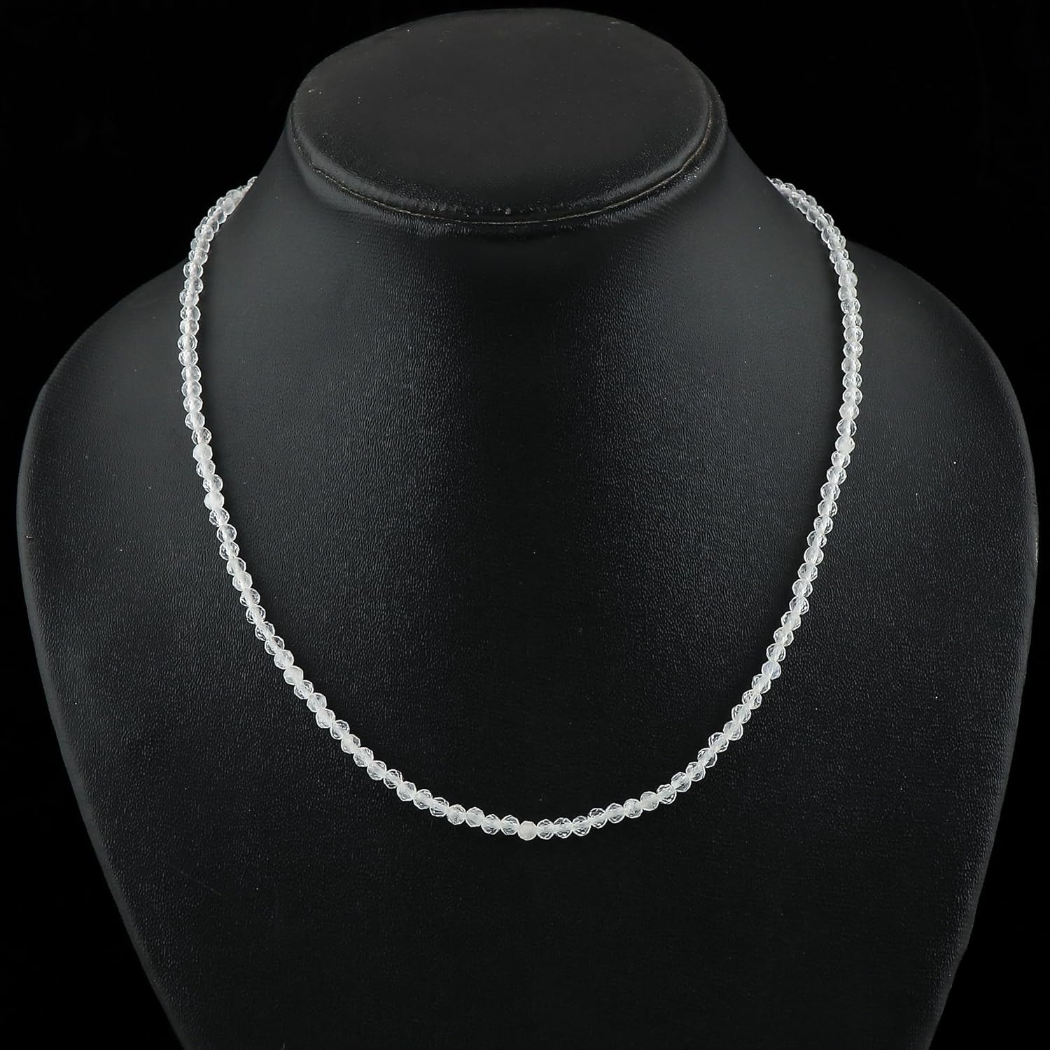 Natural Beads Necklace Adjustable Choker Crystal Handmade Jewelry, 3 To 3.5 mm Beads, Hypoallergenic 18 Inch Gold Plated Gemstone Necklaces For Women