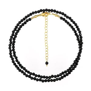 Natural Beads Necklace Adjustable Choker Crystal Handmade Jewelry, 3 To 3.5 mm Beads, Hypoallergenic 18 Inch Gold Plated Gemstone Necklaces For Women