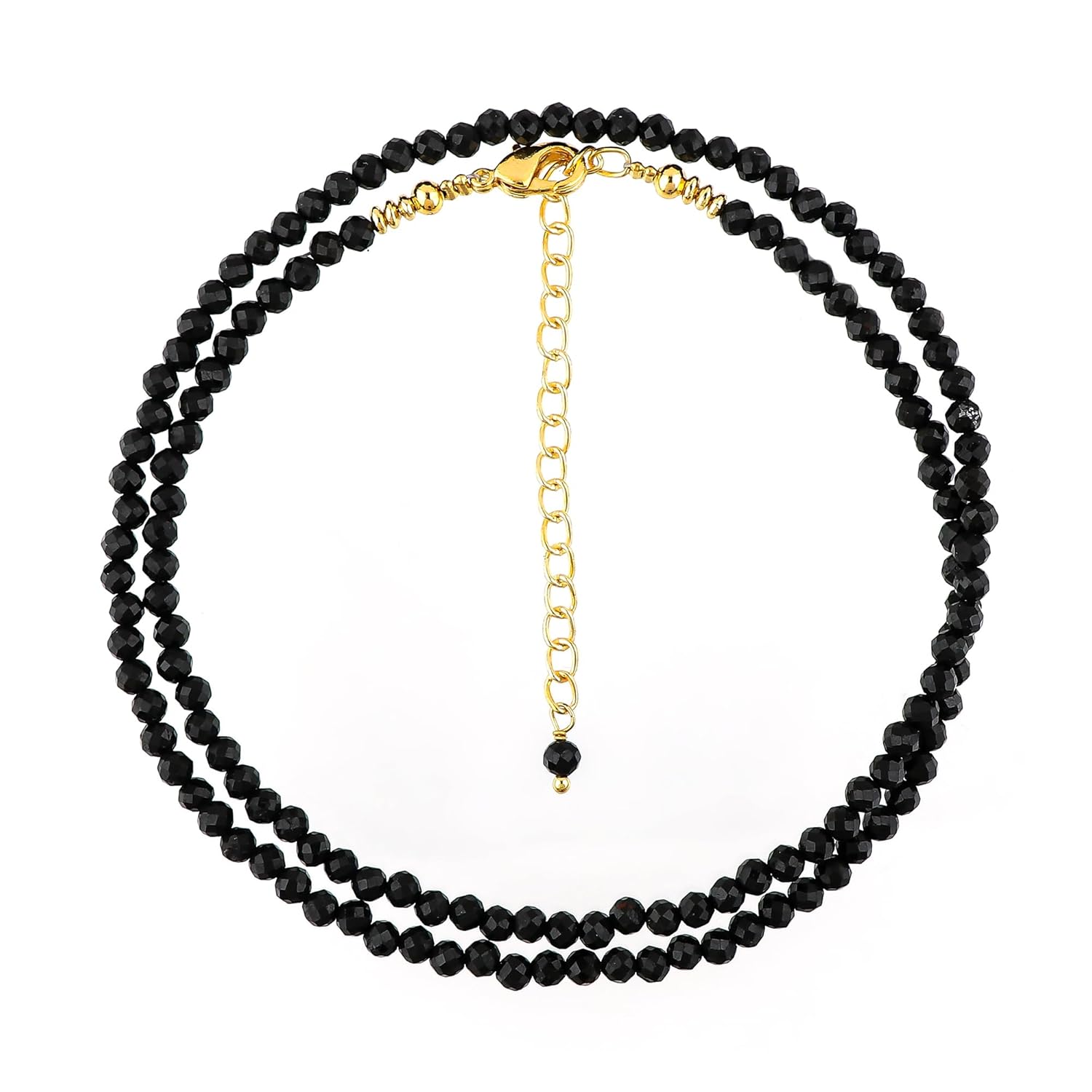 Natural Beads Necklace Adjustable Choker Crystal Handmade Jewelry, 3 To 3.5 mm Beads, Hypoallergenic 18 Inch Gold Plated Gemstone Necklaces For Women
