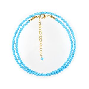 Natural Beads Necklace Adjustable Choker Crystal Handmade Jewelry, 3 To 3.5 mm Beads, Hypoallergenic 18 Inch Gold Plated Gemstone Necklaces For Women