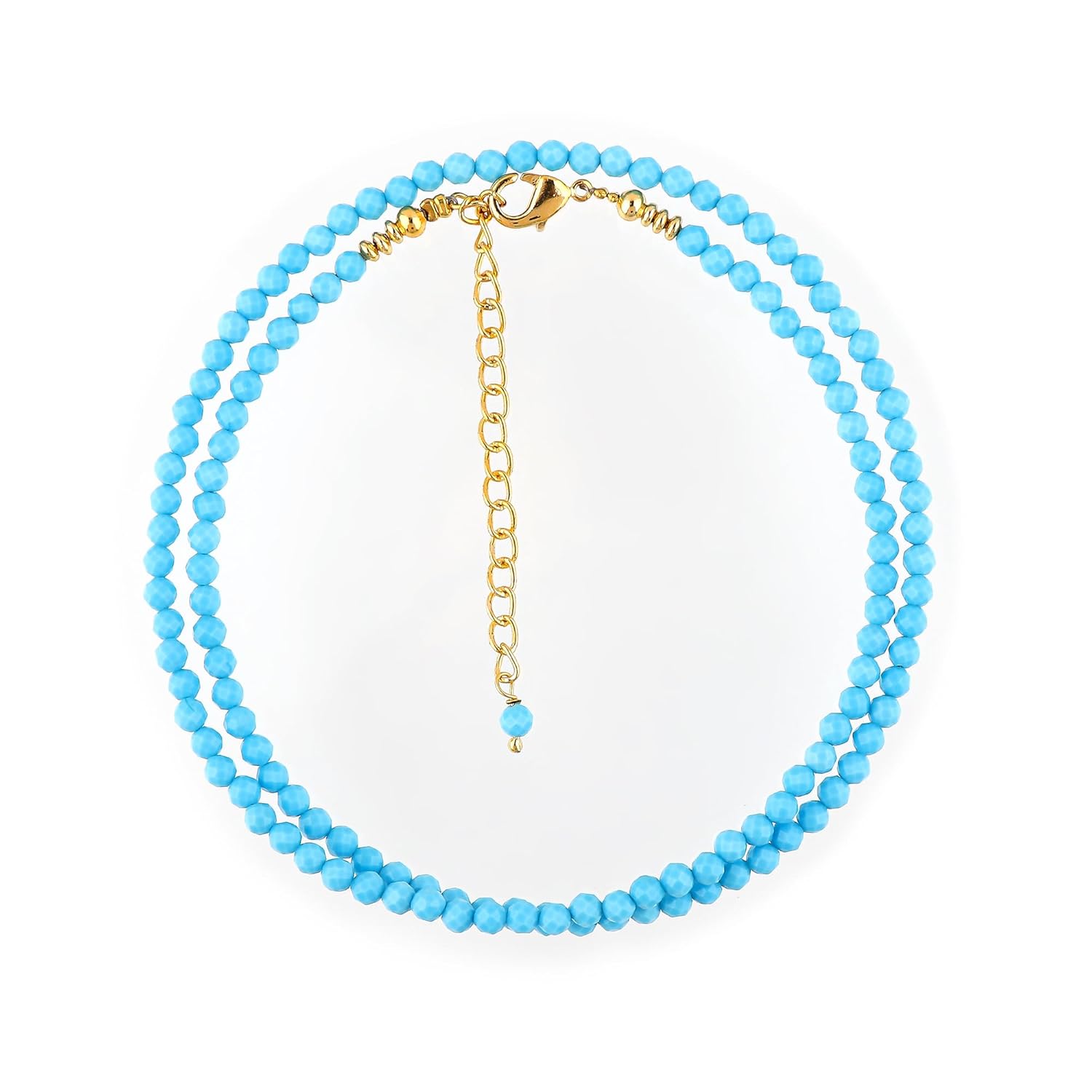 Natural Beads Necklace Adjustable Choker Crystal Handmade Jewelry, 3 To 3.5 mm Beads, Hypoallergenic 18 Inch Gold Plated Gemstone Necklaces For Women