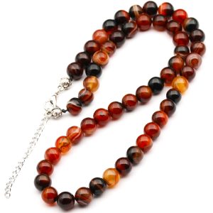 Natural Gemstone Beaded Choker Necklace | 8mm Handmade Adjustable Jewelry for Men & Women | Chakra Balancing Crystal Necklace | Spiritual Gift | Macrame Cord with Extender