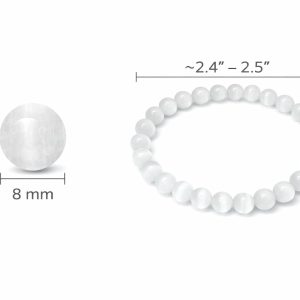 Natural Selenite Crystal Bracelet 8mm Beads – Healing, Energy Cleansing & Vastu Correction Stone for Men & Women | Spiritual Protection & Meditation Jewelry