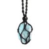 Natural unprocessed crystal raw stone hand woven rope adjustable necklace pendant for both men and women