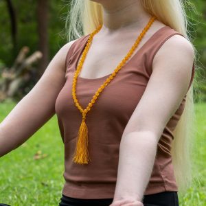 Natural Yellow Citrine Semi Precious Gemstone 108 Beads Japa Mala Prayer Necklace Wrist Mala Bracelet For Yoga Meditation Energy Balancing