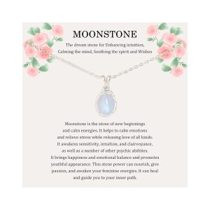 New Beginnings Gifts Moonstone Necklace for Women, Sterling Silver Moonstone Jewelry, Divorce Gift, Healing Gift, New Job, Sobriety Gifts for Women