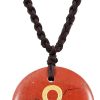 Nupuyai Engraved Round Healing Stone Pendant Necklace for Women Men, Egyptian Ankh Cross Pendant with Adjustable Rope